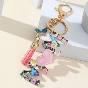 Beautiful MOM Bag Charm Key Chain with Tassel Heart New
